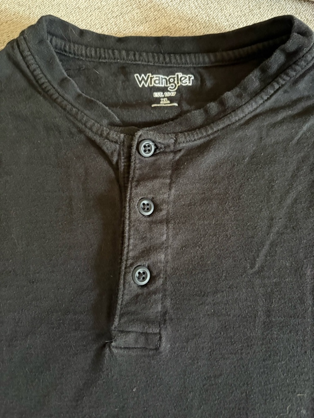 Wrangler Black Long Sleeve Henley Shirt